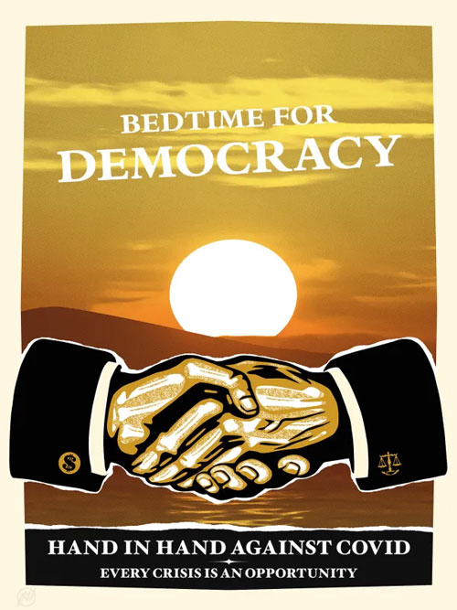 Shepard Fairley posters - Bedtime for Democracy