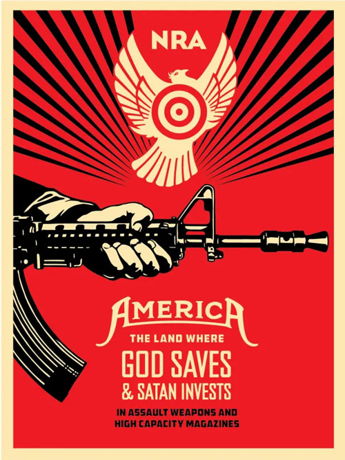 God Saves Satan Invests - Shepard Fairley posters